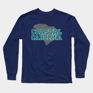 Coastal Carolina - South Carolina Gray Outline Long Sleeve T-Shirt